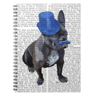 French Bulldog With Blue Top Hat and Moustache Notebook