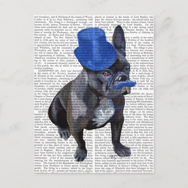 French Bulldog With Blue Top Hat and Moustache Postcard (Front)