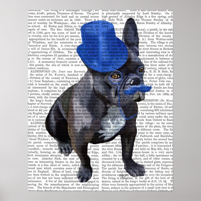 French Bulldog With Blue Top Hat and Moustache Poster (Front)