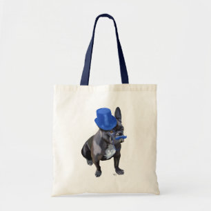 French Bulldog With Blue Top Hat and Moustache Tote Bag
