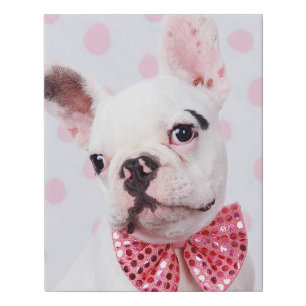 French Bulldog with Bow Tie Faux Canvas Print