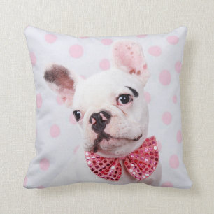 French Bulldog with Bow Tie Throw Pillow