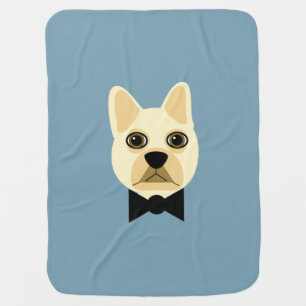 French Bulldog with bowtie blue Baby Blanket