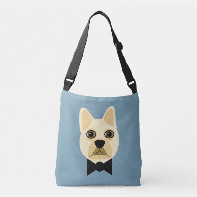 French Bulldog with bowtie blue Crossbody Bag (Front)