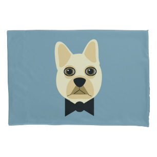 French Bulldog with bowtie blue Pillow Case