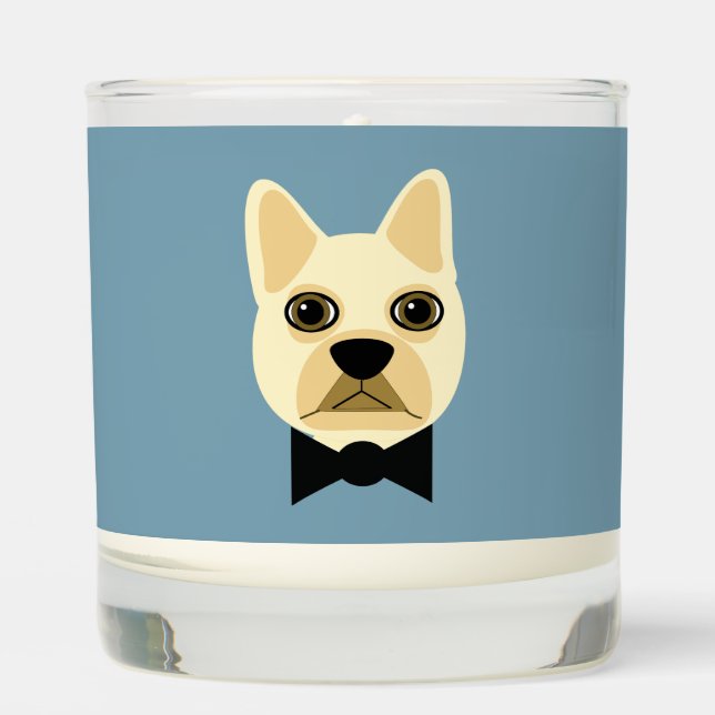 French Bulldog with bowtie blue Scented Candle (Front)