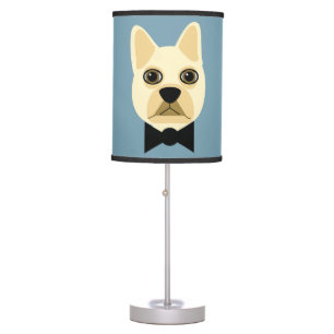 French Bulldog with bowtie blue Table Lamp