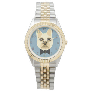 French Bulldog with bowtie blue Watch