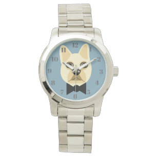 French Bulldog with bowtie blue Watch