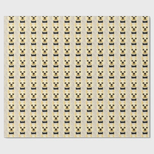 French Bulldog with Bowtie, Herringbone Beige Wrapping Paper