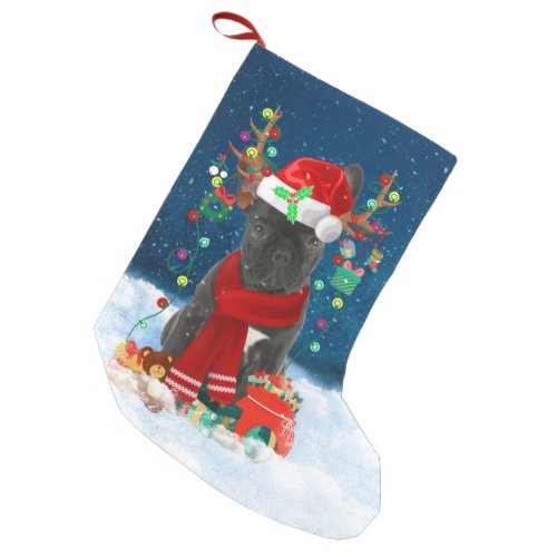 French Bulldog with Christmas gifts Small Christmas Stocking