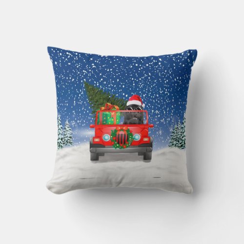 French Bulldog with Christmas gifts Throw Pillow