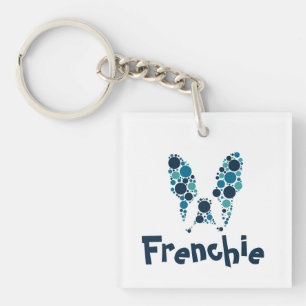 French bulldog with colorful circles keychain