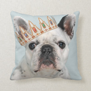 French Bulldog with Crown Throw Pillow