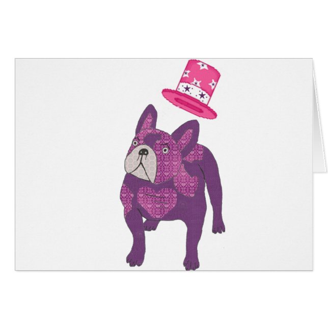 French bulldog with cylinder cards (Front Horizontal)