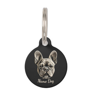 French Bulldog with dog name and address Pet ID Tag