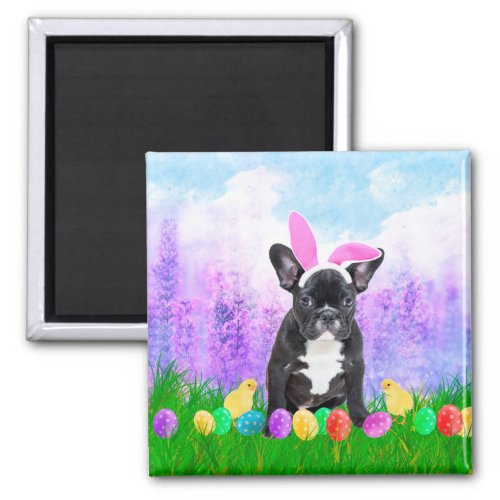 French Bulldog with Easter Eggs Bunny Chicks Magnet