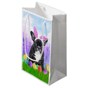 French Bulldog with Easter Eggs Bunny Chicks Small Gift Bag