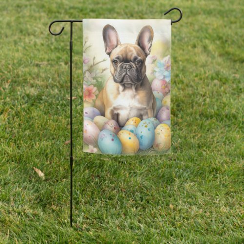 French Bulldog with Easter Eggs Garden Flag