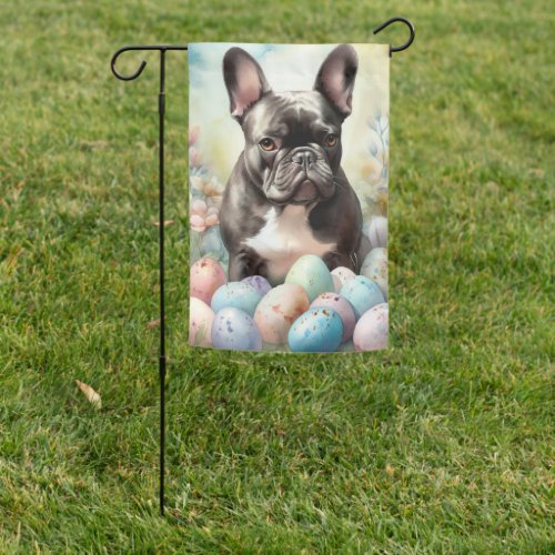 French Bulldog with Easter Eggs Garden Flag