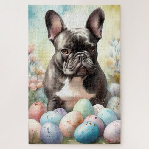 French Bulldog with Easter Eggs Jigsaw Puzzle