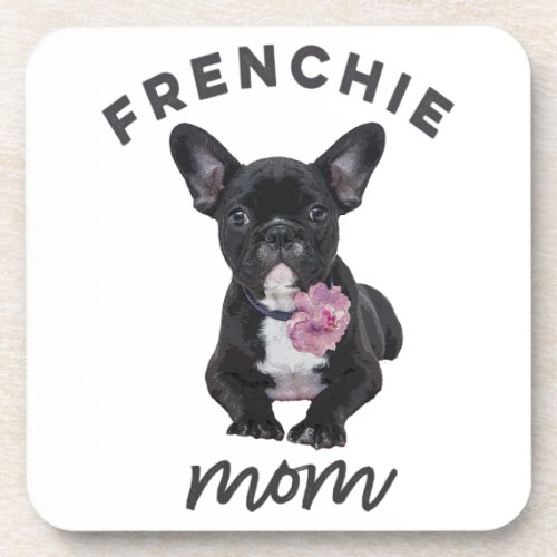French Bulldog With Flower Gift For Dog Lover Beverage Coaster