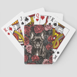 French Bulldog with Flowers Poker Cards