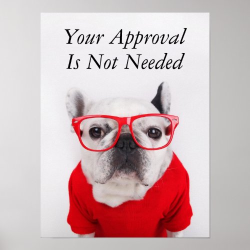 French Bulldog With Glasses And Red Shirt Poster