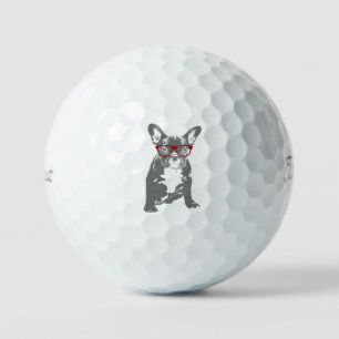 French bulldog with glasses humor fun golf balls
