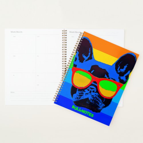 French bulldog with glasses Pop art style Planner