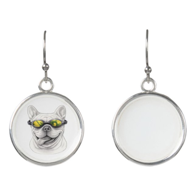 French Bulldog with Goggles Earrings (Front)