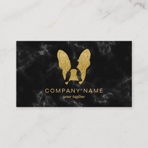 French Bulldog with Gold Glitter Business Card
