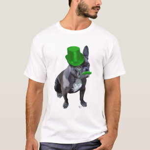 French Bulldog With Green Top Hat and Moustache