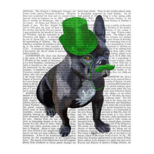 French Bulldog With Green Top Hat and Moustache Acrylic Print