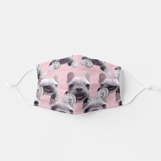 French Bulldog with Headphone Adult Cloth Face Mask