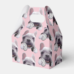 French Bulldog with Headphones Illustration Favor Boxes