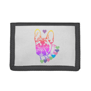 French Bulldog with heart collar Tri-fol Trifold Wallet