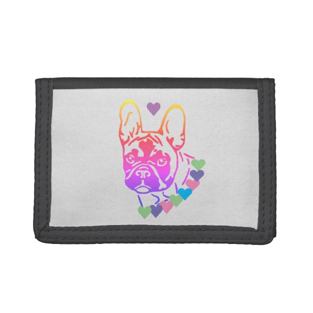 French Bulldog with heart collar Tri-fol Trifold Wallet (Front)