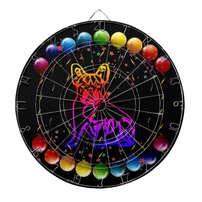 French bulldog with heart comic dart board (Front)
