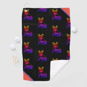 French Bulldog with Heart Comic Golf Towel