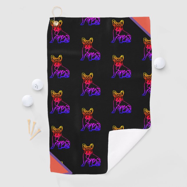 French Bulldog with Heart Comic Golf Towel (InSitu)