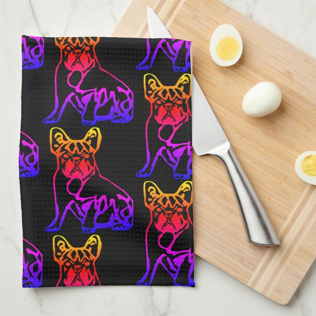 French bulldog with heart comic tableware kitchen towel (Quarter Fold)