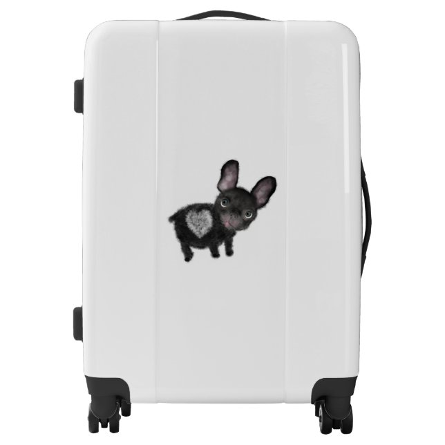 French bulldog with heart Medium Luggage Suitcase (Front)