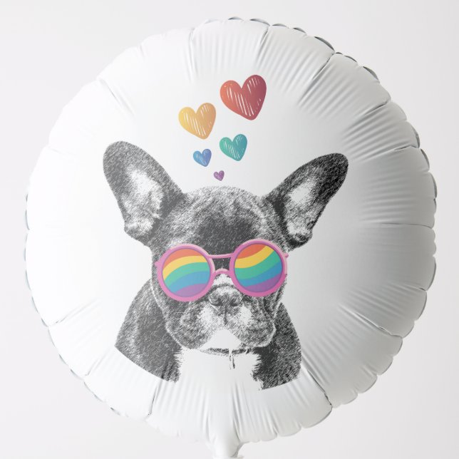 French Bulldog with Hearts Valentine's Day Balloon (Front)