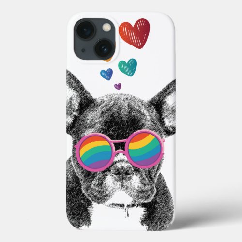 French Bulldog with Hearts Valentines Day  iPhone 13 Case