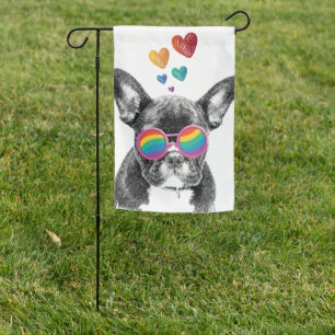 French Bulldog with Hearts Valentine's Day Garden Flag