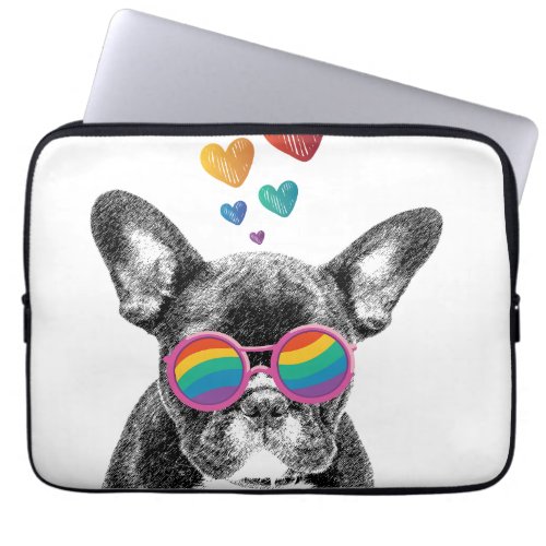 French Bulldog with Hearts Valentines Day Laptop Sleeve