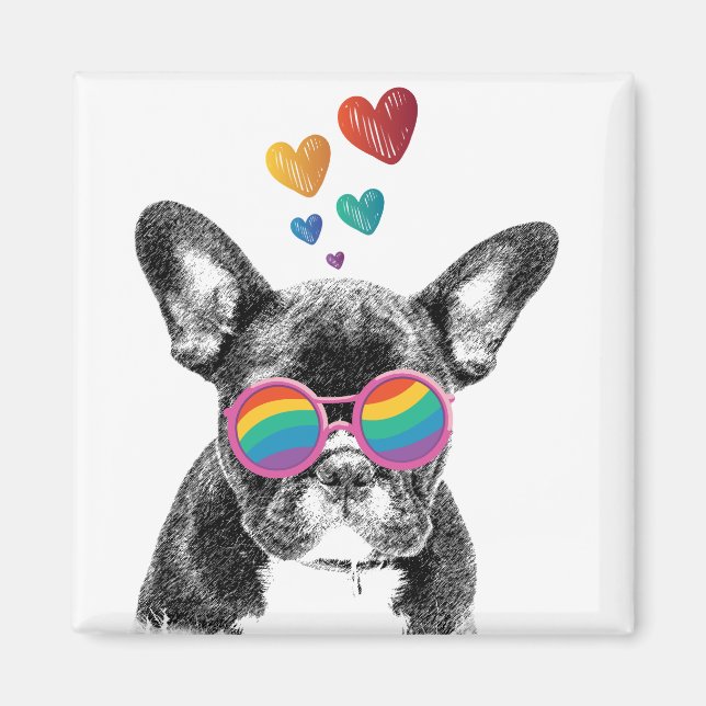 French Bulldog with Hearts Valentine's Day Magnet (Front)
