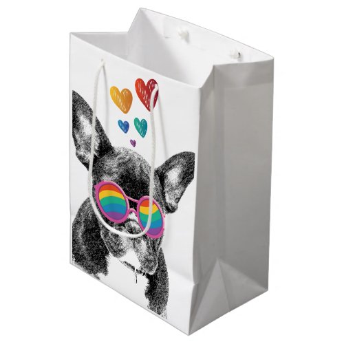 French Bulldog with Hearts Valentines Day Medium Gift Bag