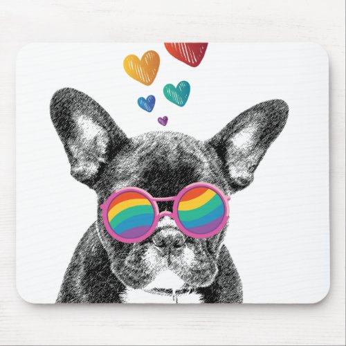 French Bulldog with Hearts Valentines Day Mouse Pad